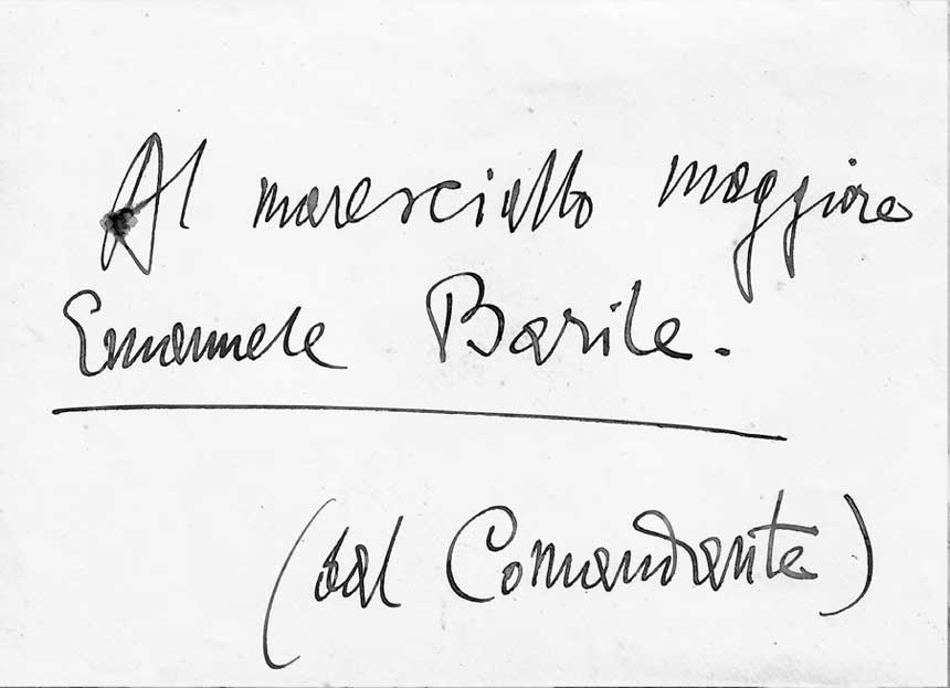 Fig.2. Lettera di Gabriele d’Annunzio a Emanuele Barile, maresciallo dei carabinieri in servizio presso il Vittoriale degli Italiani.