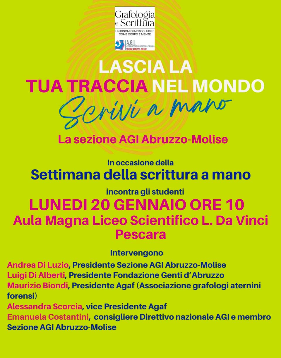 Locandina Evento Scrittura a Mano 2025 - Liceo Da Vinci Pescara