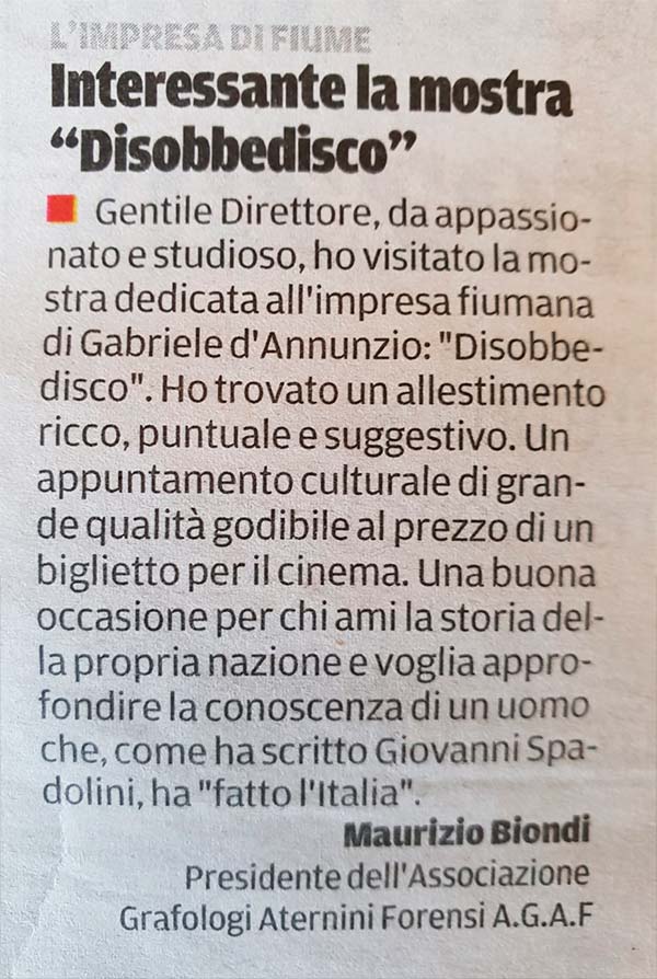 Commento di Maurizio Biondi sulla mostra Disobbedisco