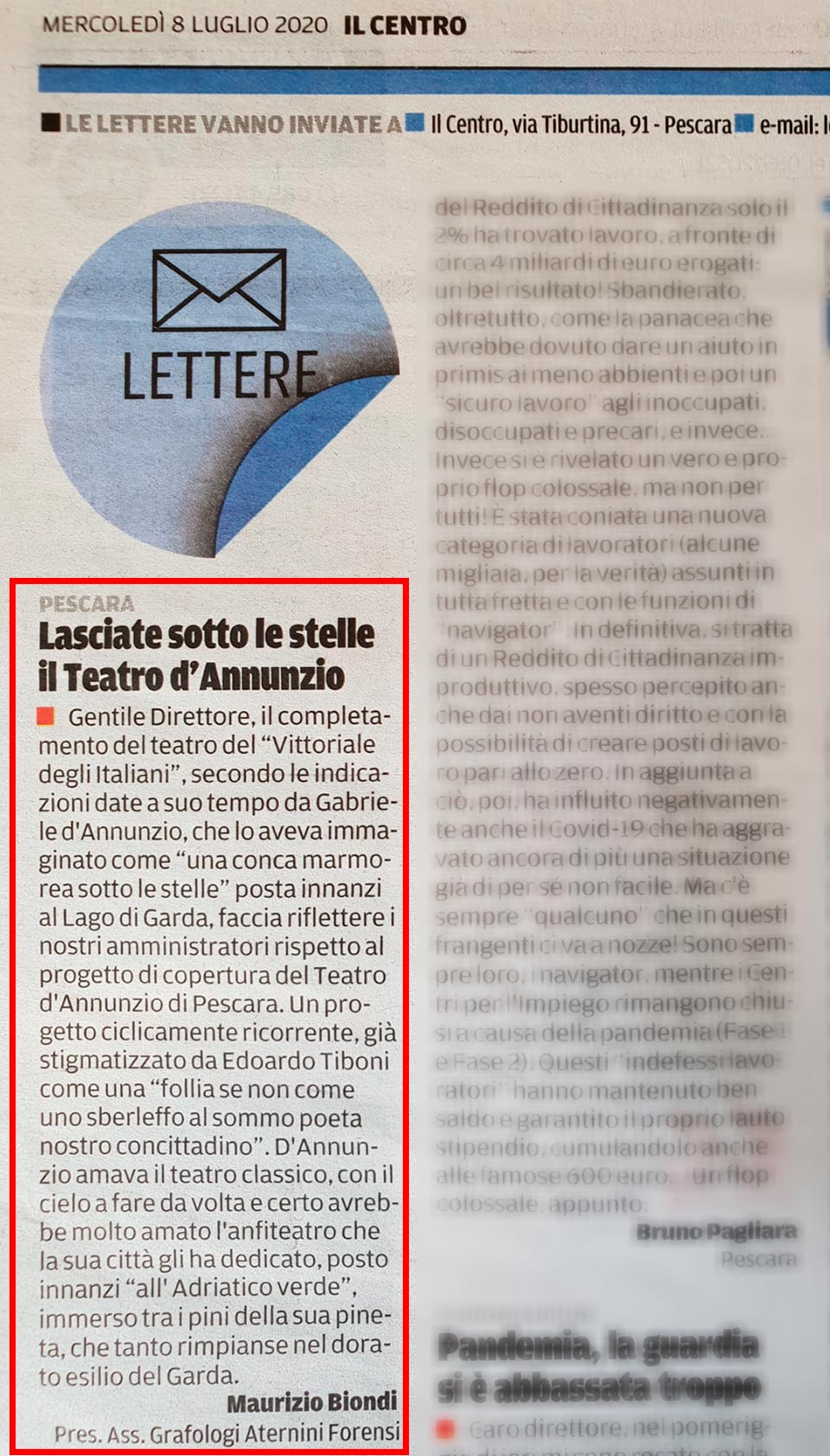Lasciate sotto le stelle il Teatro D'Annunzio