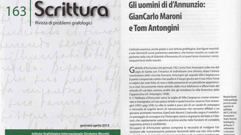 Articolo Scrittura - Gli Uomini di D'Annunzio